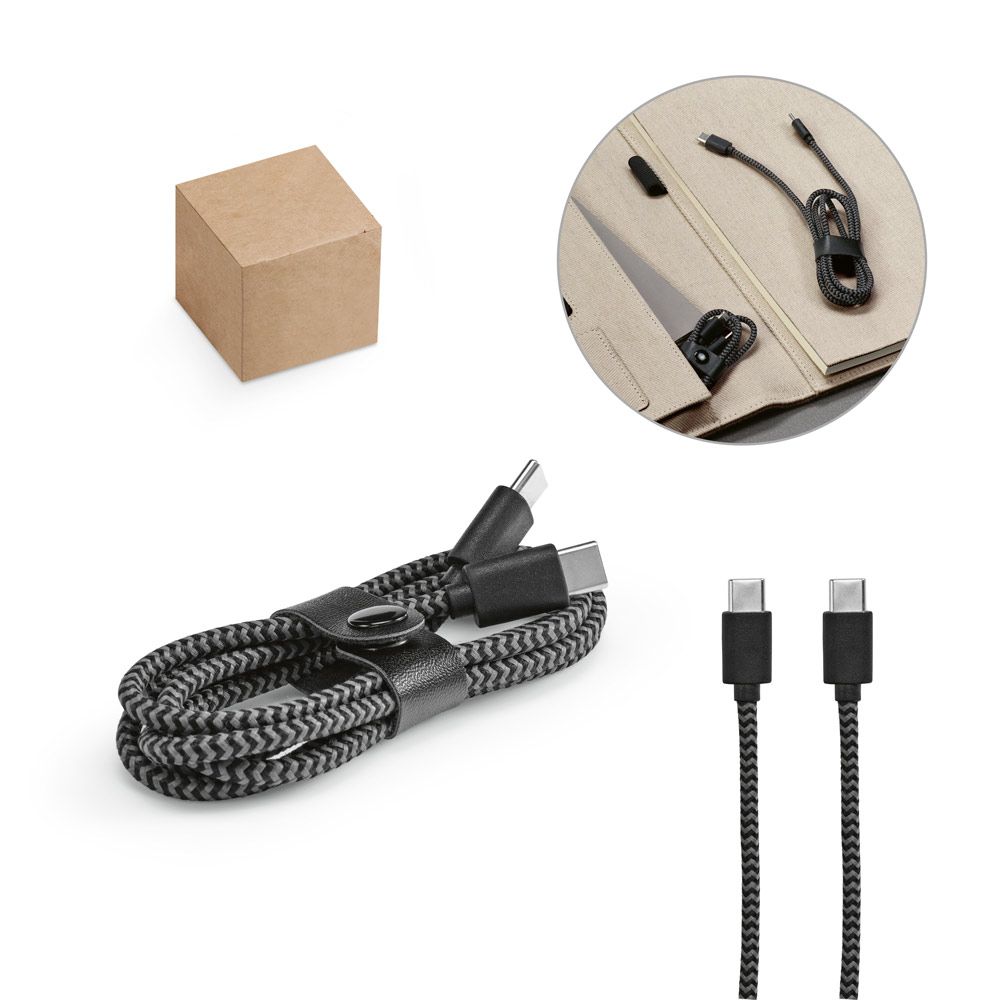 Cabo USB-C de carregamento rápido em PET 100% reciclado