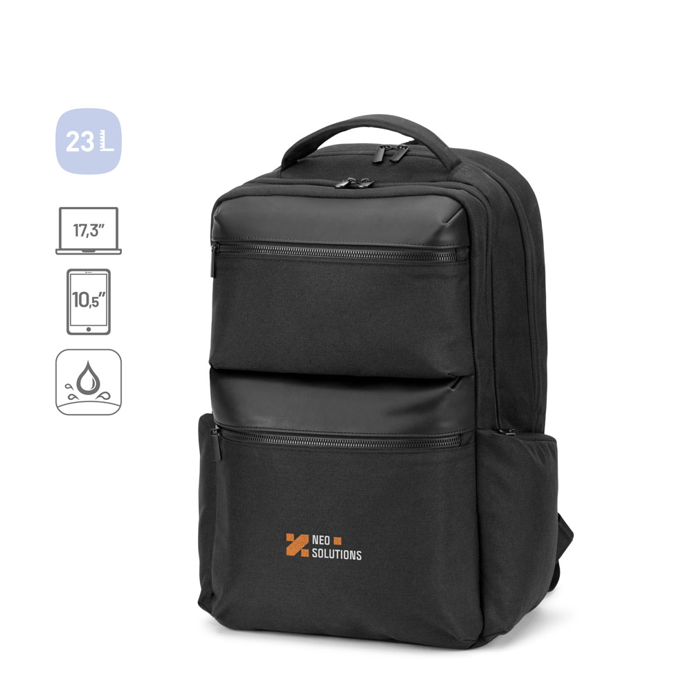 Mochila em twill reciclado resistente à água com dois bolsos frontais de grande dimensão (17.3