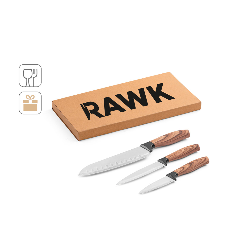 Conjunto de 3 facas de cozinha com lâmina em aço inox e cabo ergonômico