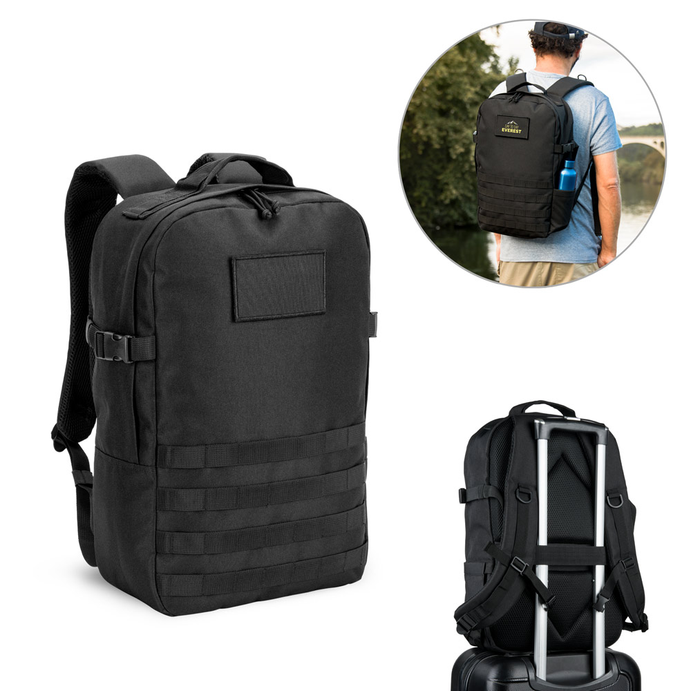 Mochila estilo militar em poliéster reciclado 600D de alta densidade, com bolso para notebook (17.3