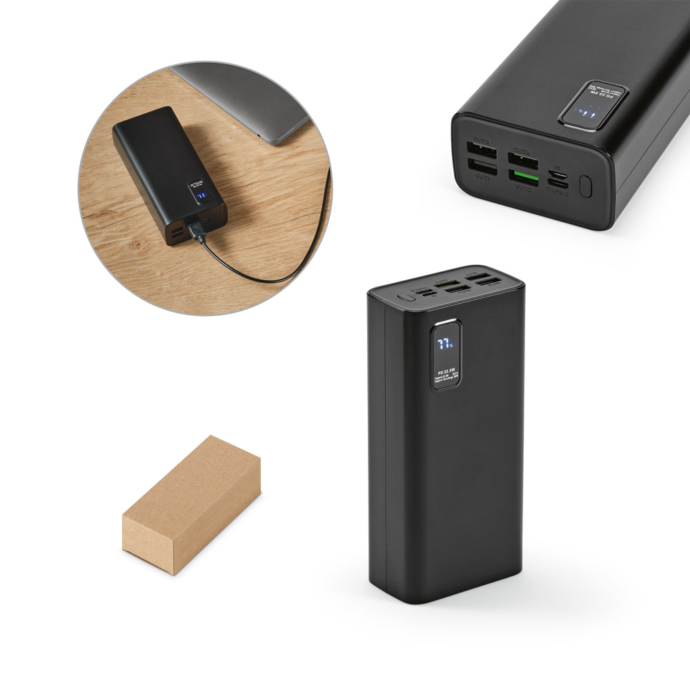 Bateria portátil em ABS 100% reciclado (30.000 mAh)