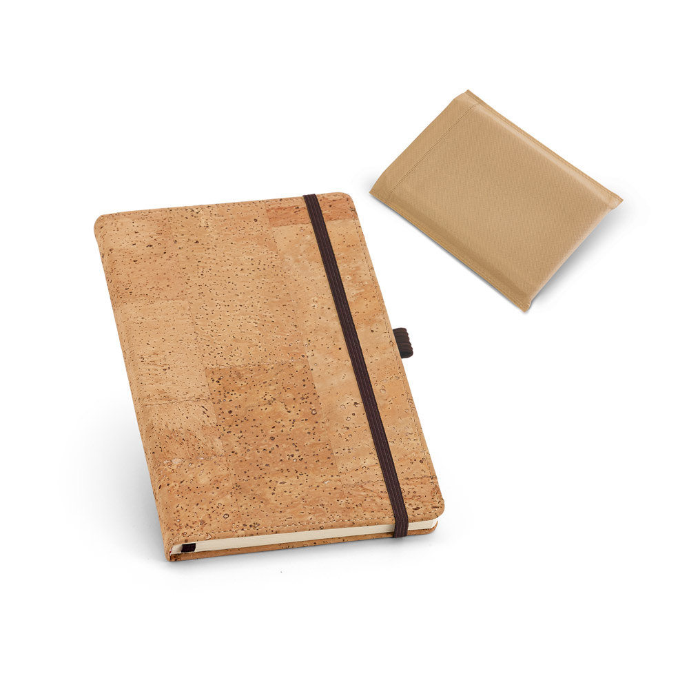Caderno A5 em cortiça com páginas lisas