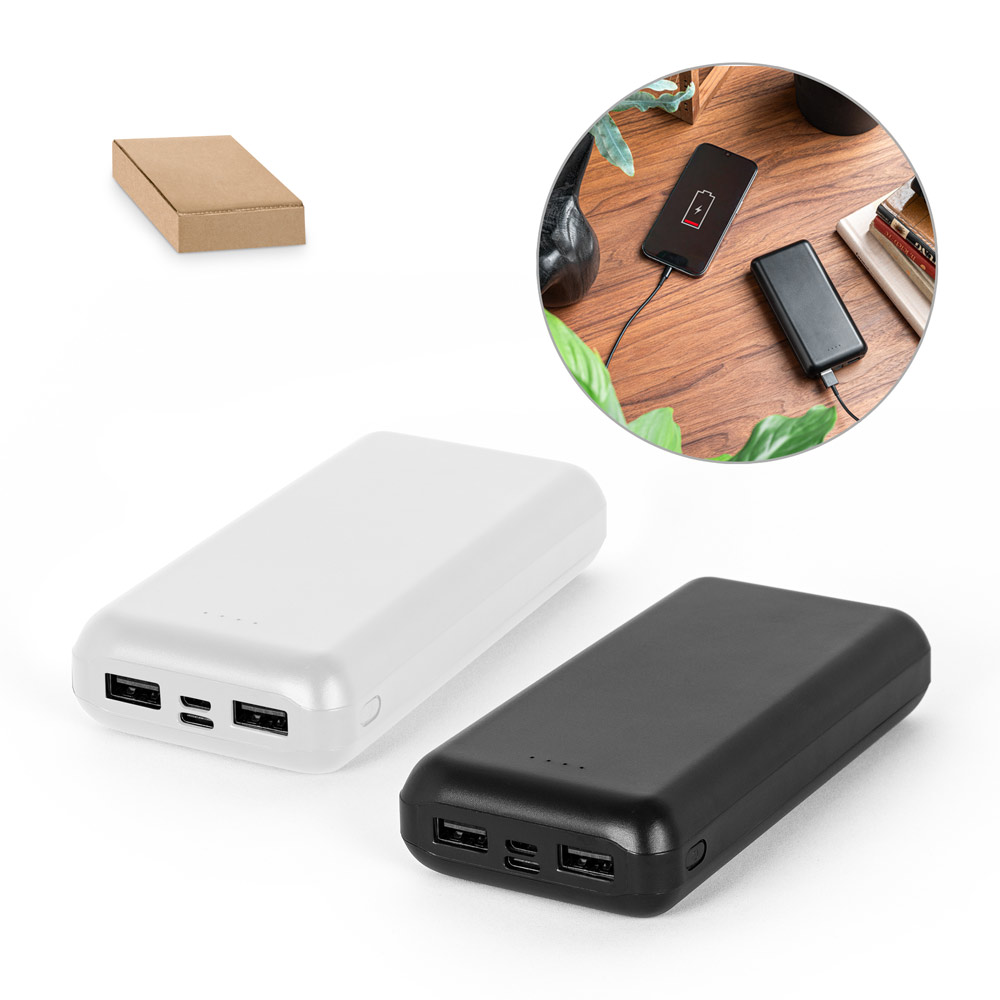 Bateria portátil em ABS 100% reciclado (20.000 mAh)