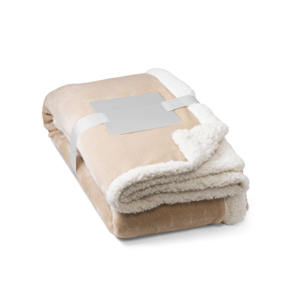 Manta reversível em tecido polar (190 g/m²) acetinado com forro sherpa (225 g/m²),