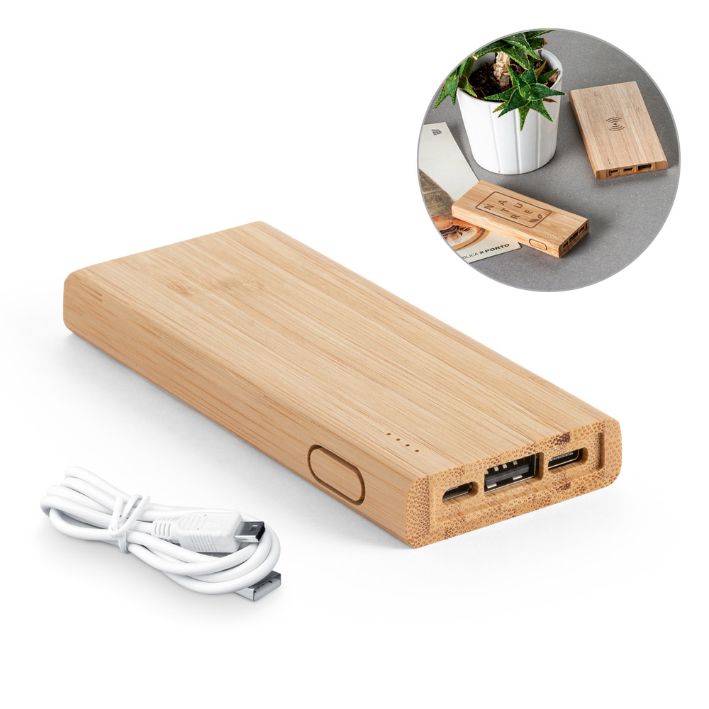 Bateria portátil em bambu (5.000 mAh)