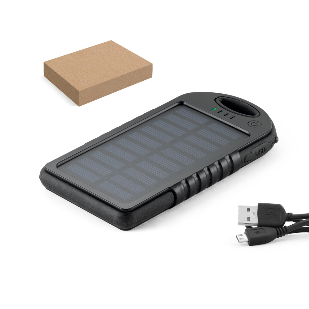 Bateria portátil solar com painel solar e LED em ABS (2.000 mAh)